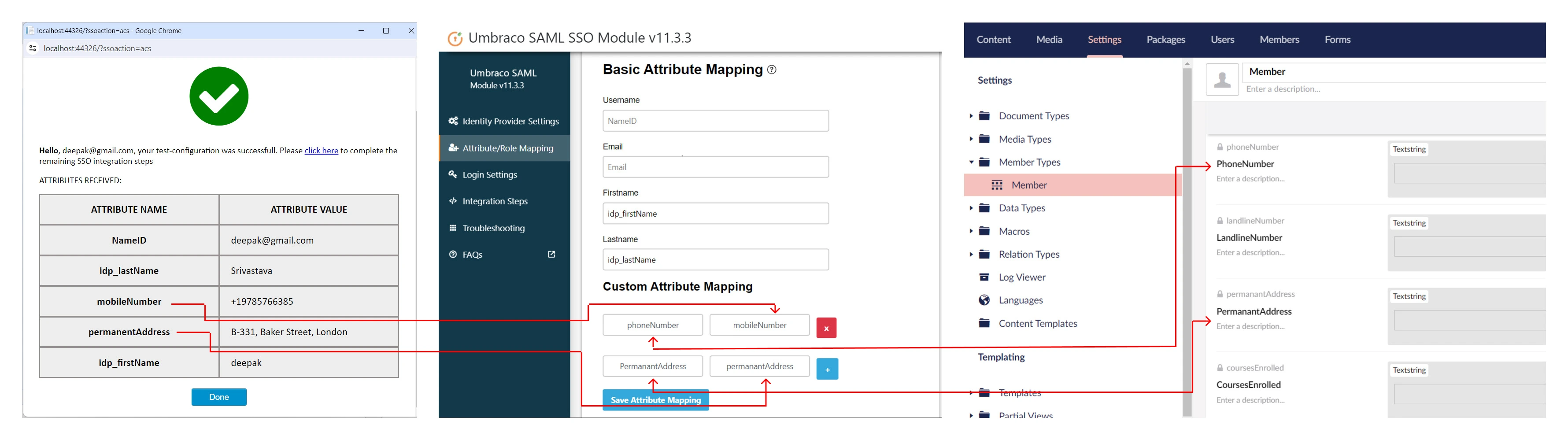 Umbraco SAML Single Sign-On (SSO) - Umbraco SAML SSO - SAML for Umbraco - Image of Custom Attribute example