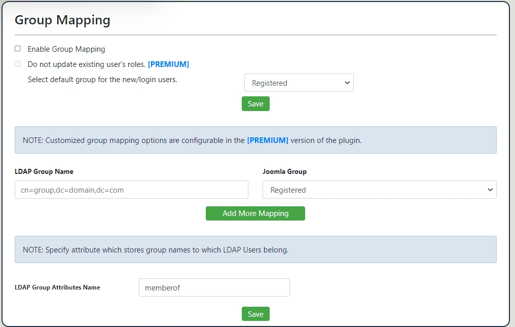 Group Mapping to map user groups from LDAP Server/Active Directory to Joomla