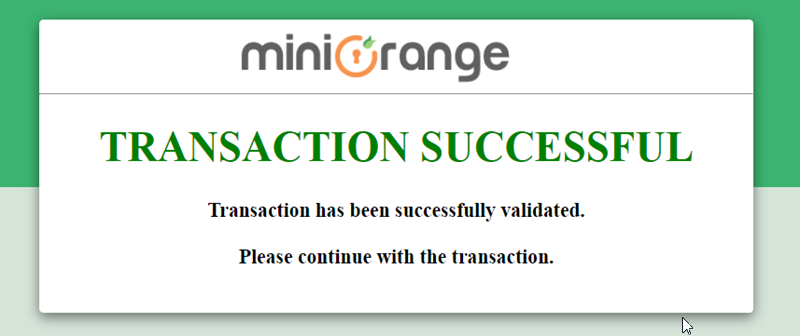 Email verification Transaction successful