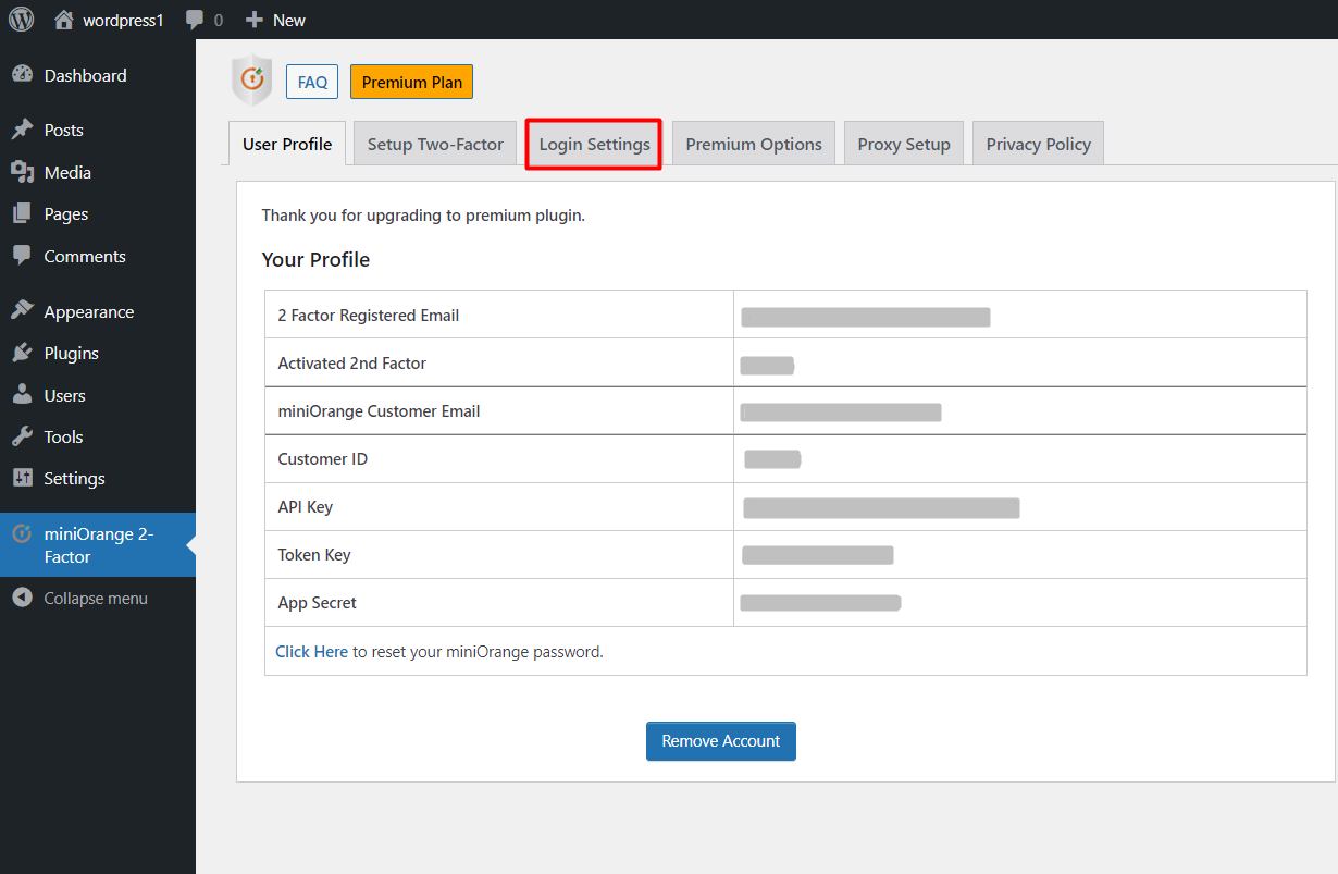 Click on login setting tab