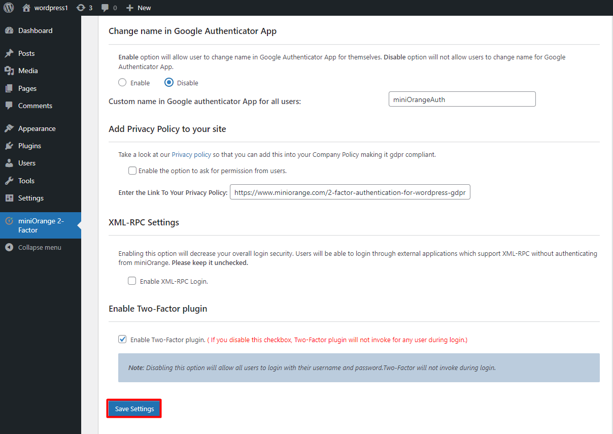 Click on login setting tab