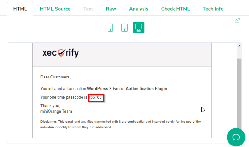 recieved otp on registered email address