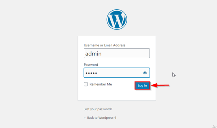 wordpress login button
