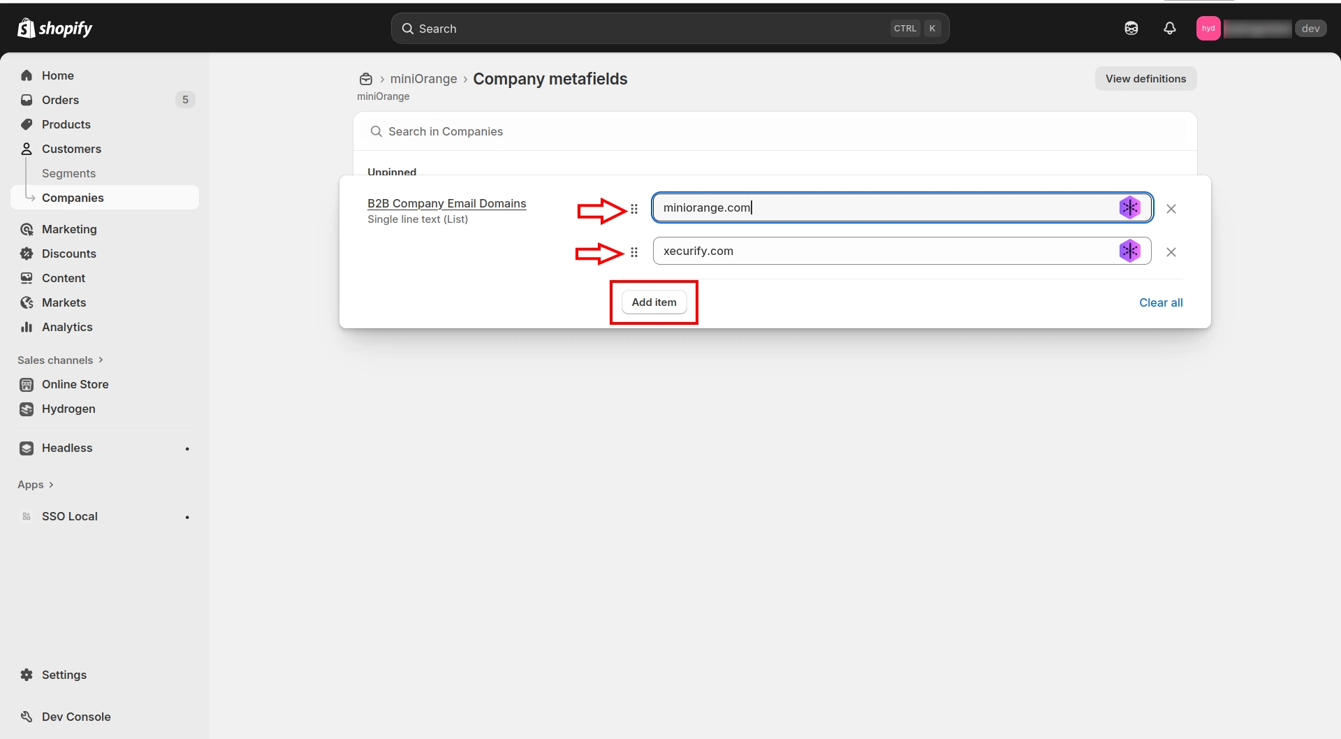 Shopify B2B Add Companies
