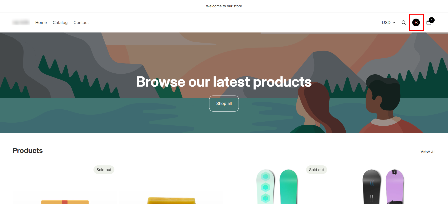 Shopify B2B Click on the User Icon