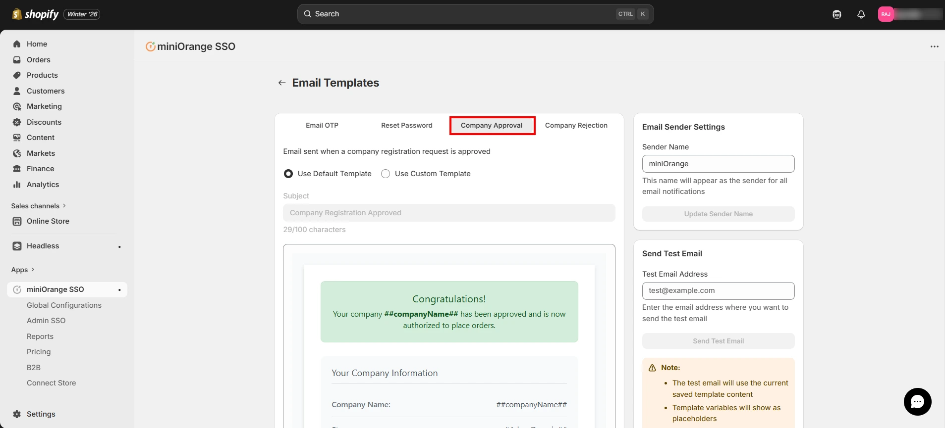 Customize Company Approval Template