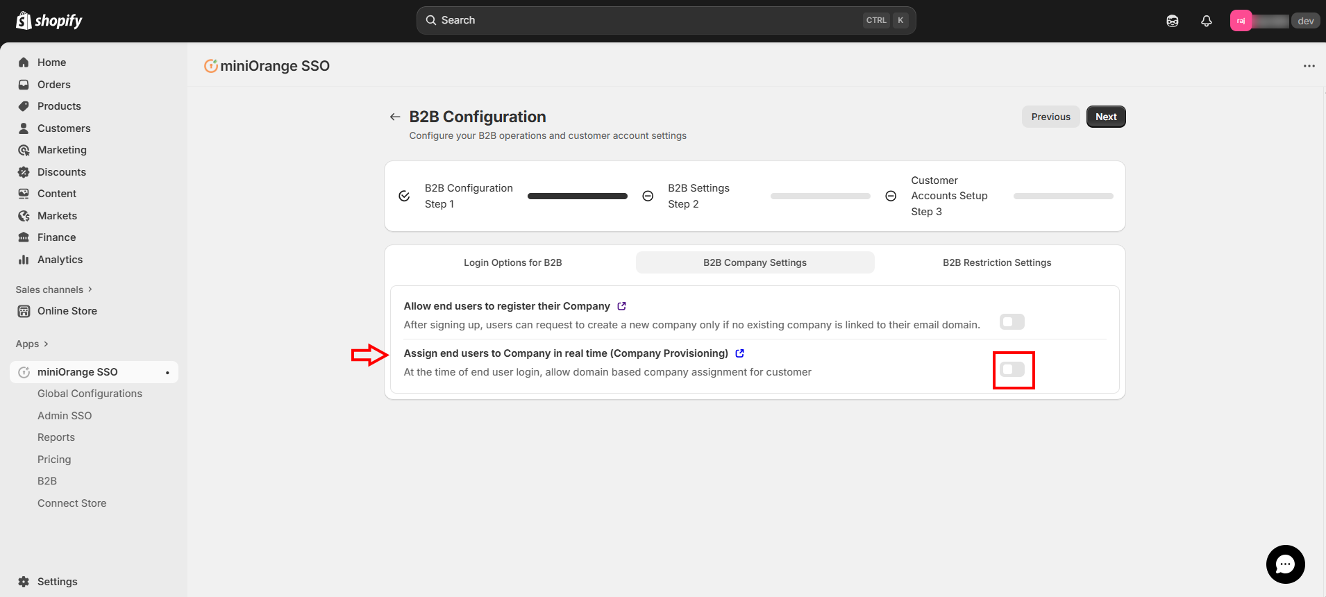 Enable B2B Company Provisioning