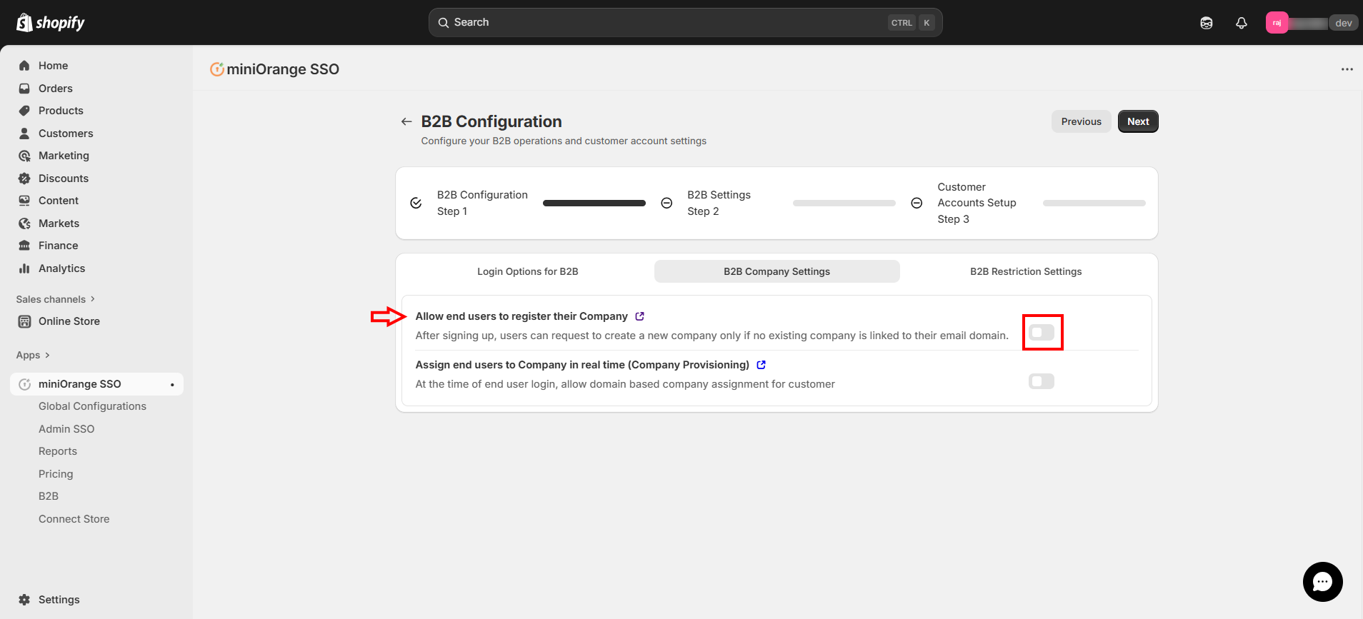 Enable End Users to Register Company
