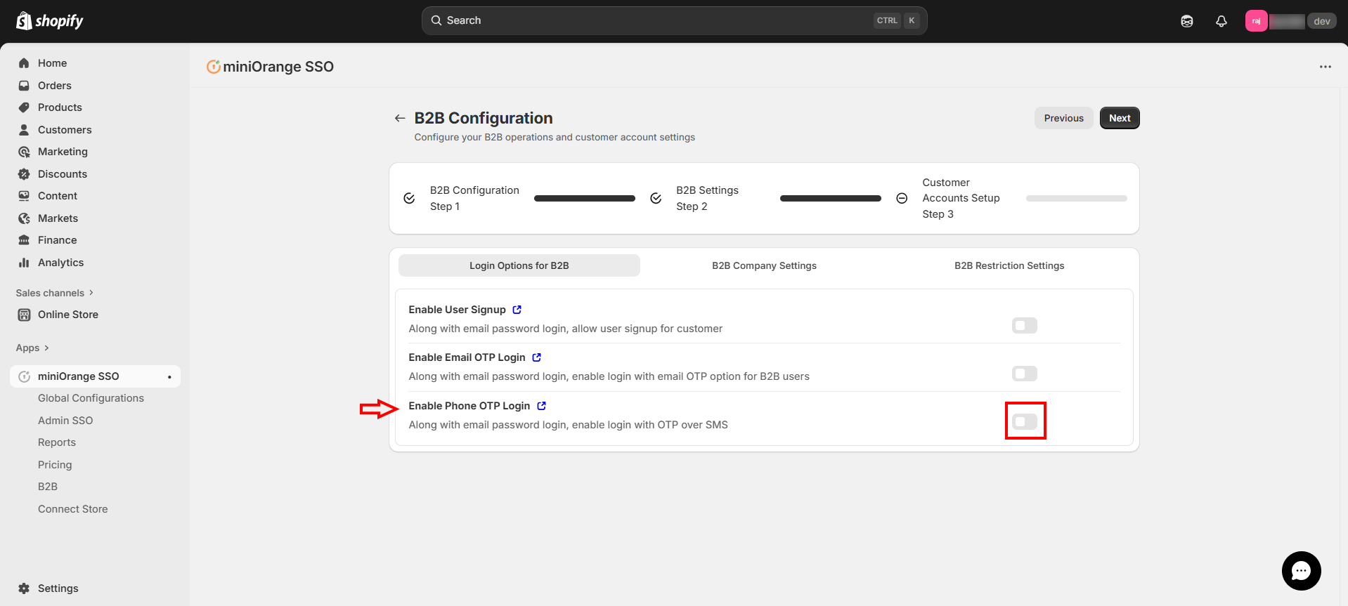 Enable Phone OTP Login