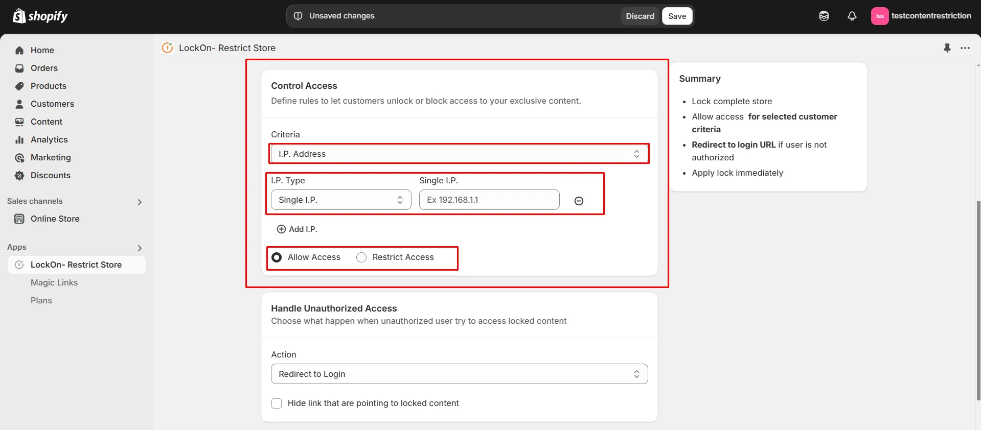 IP Address Restriction criteria