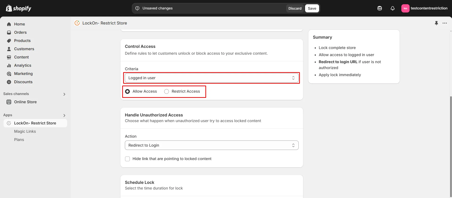 logged in user criteria