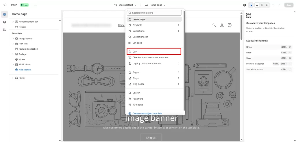choose the cart page