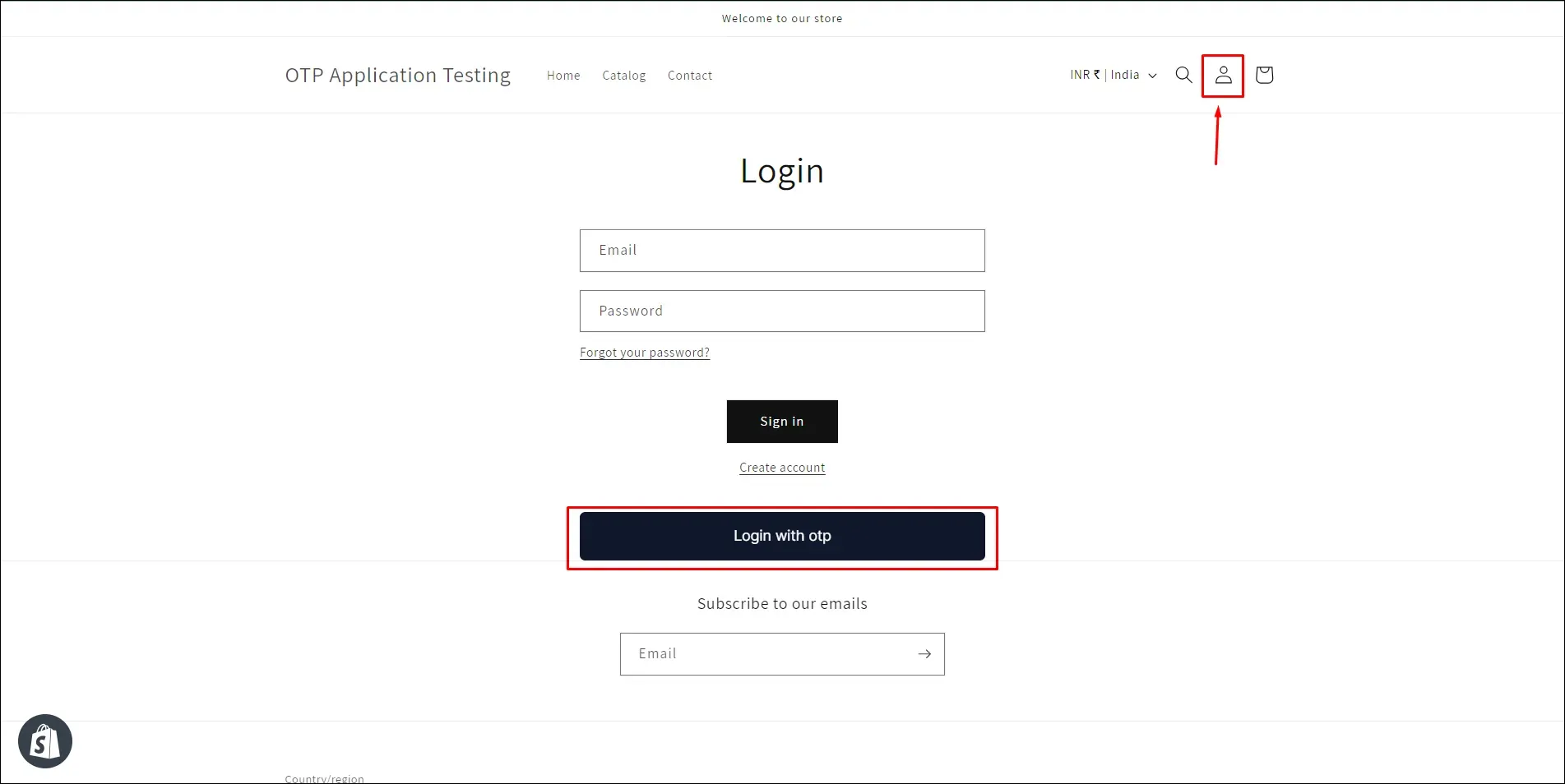Check the OTP Login widget is shown to the end users