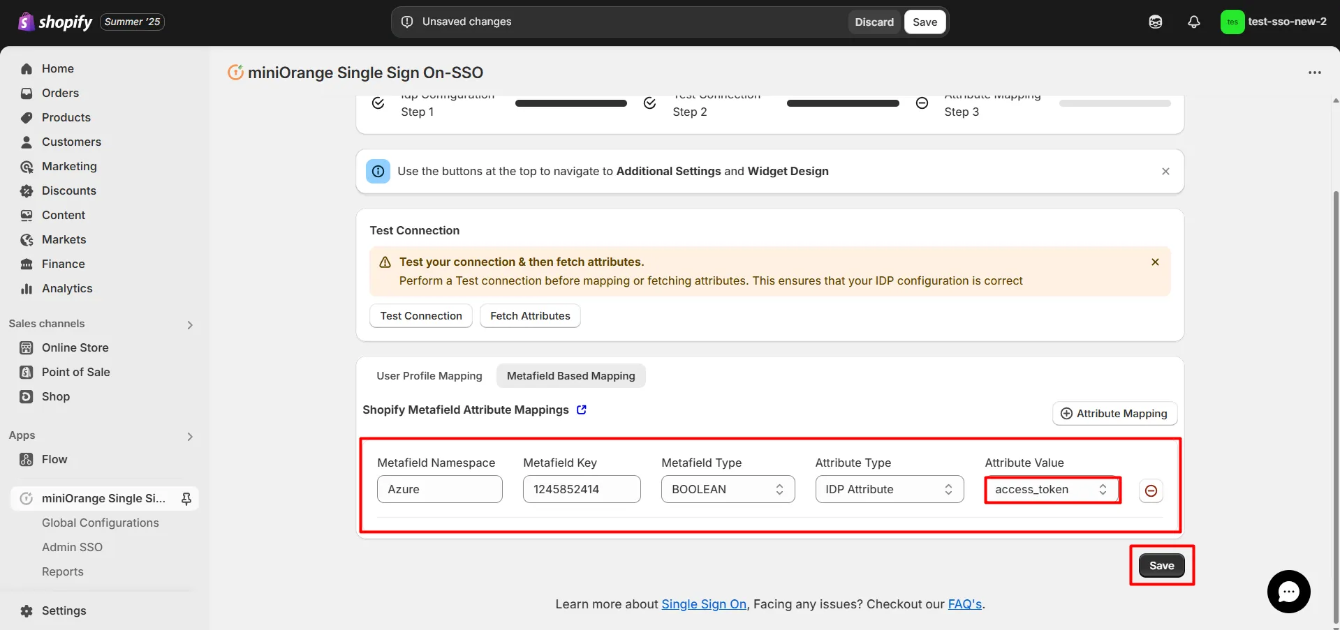 Save Metafield Attributes Configurations