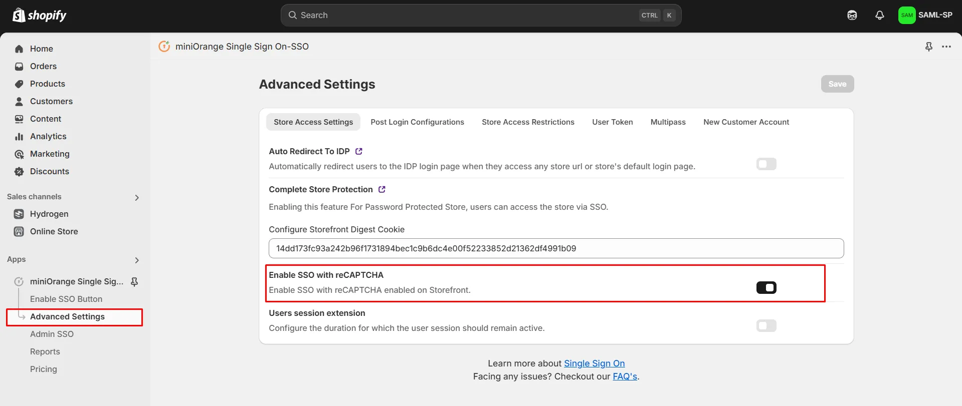 Enable SSO with reCAPTCHA