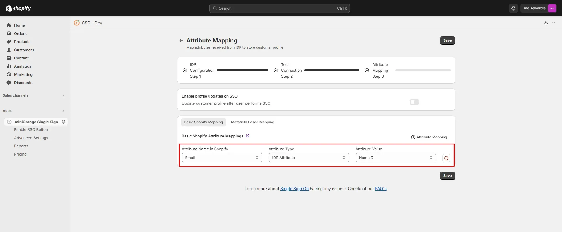 Configure Attribute Mapping in Shopify