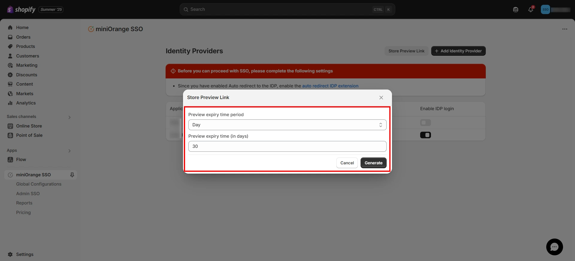 Store Preview Link Example