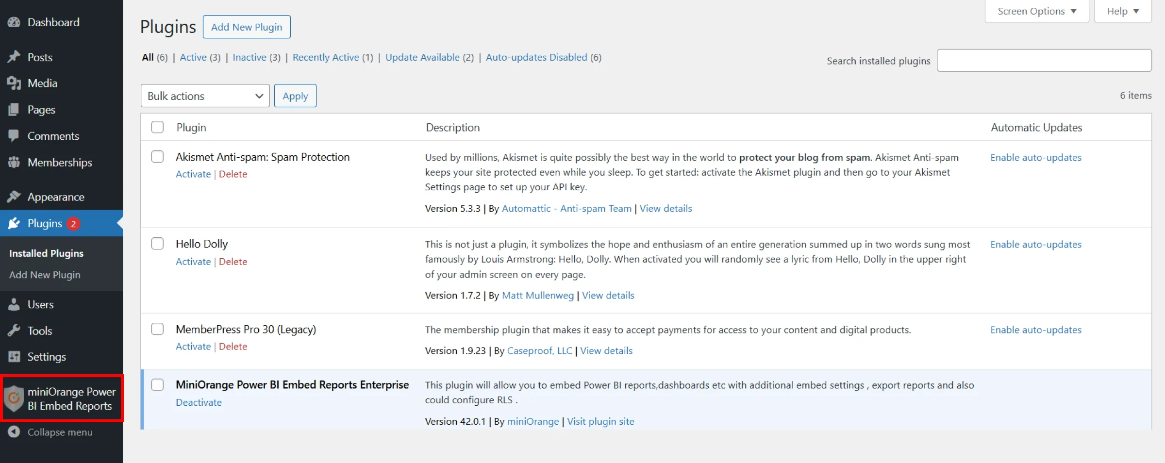 Embed Power BI Reports - Activated Plugin 