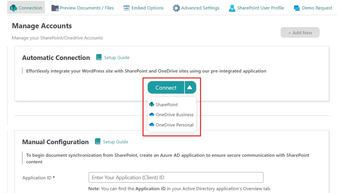 Choose online application as SharePoint