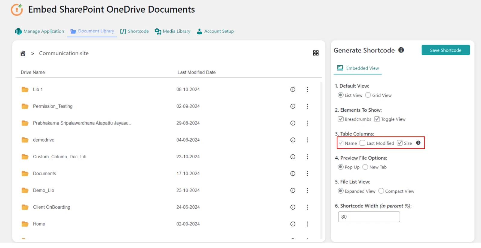 Generate and Save Shortcode