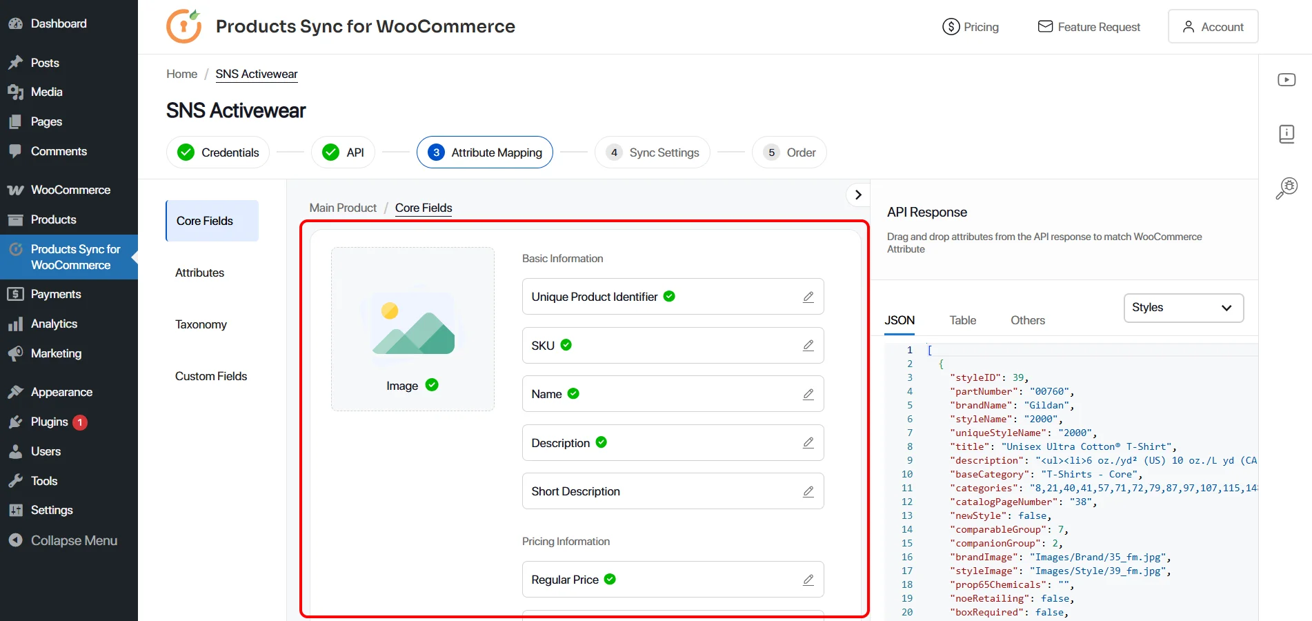 woocommerce sync attr map select product