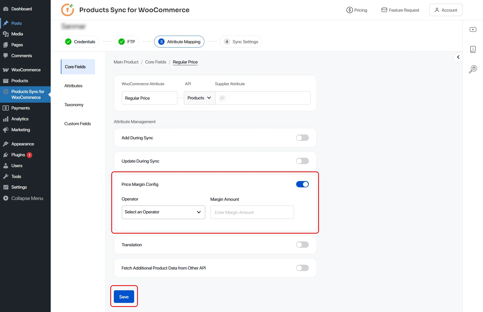 woocommerce sync enable price margin config