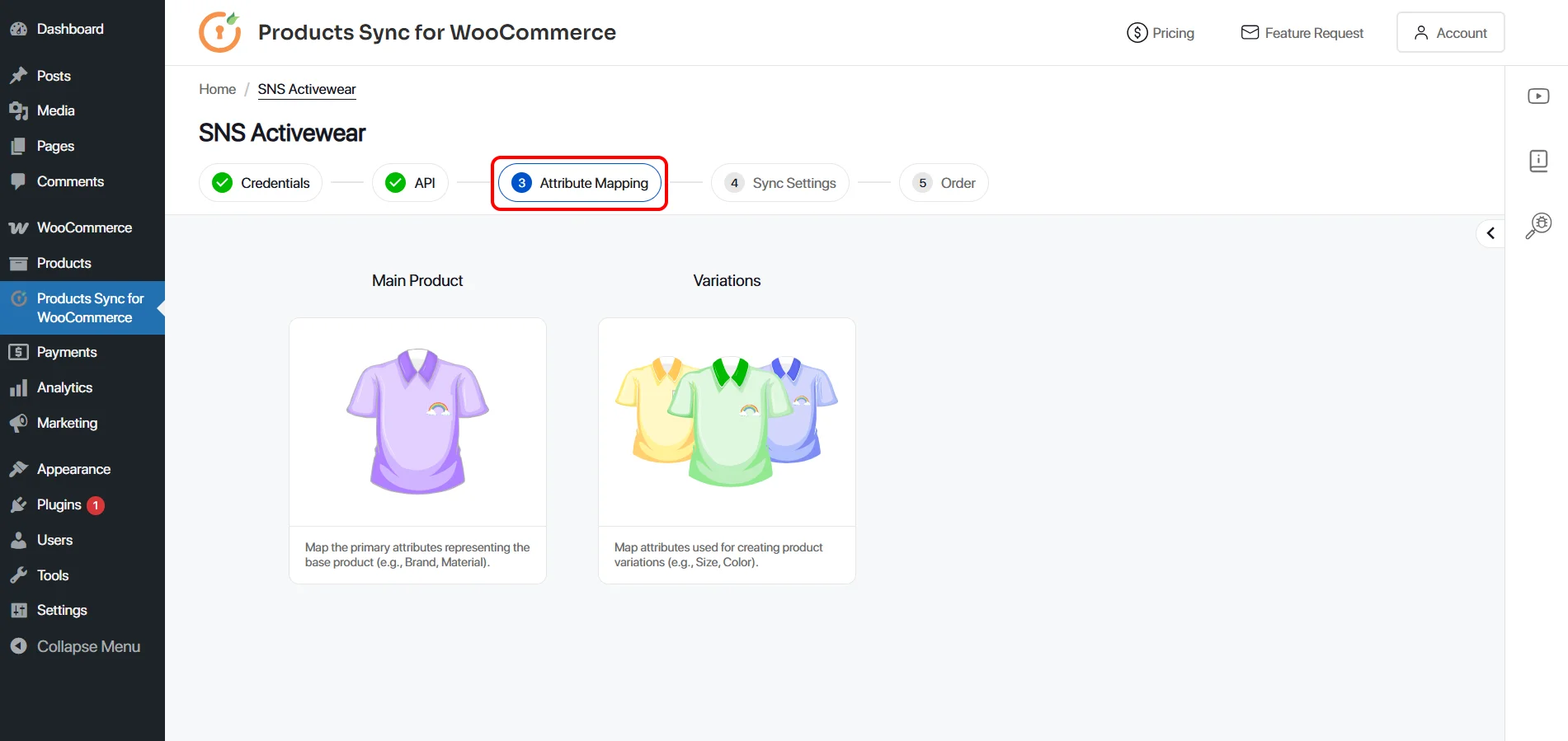 woocommerce sync goto attr map