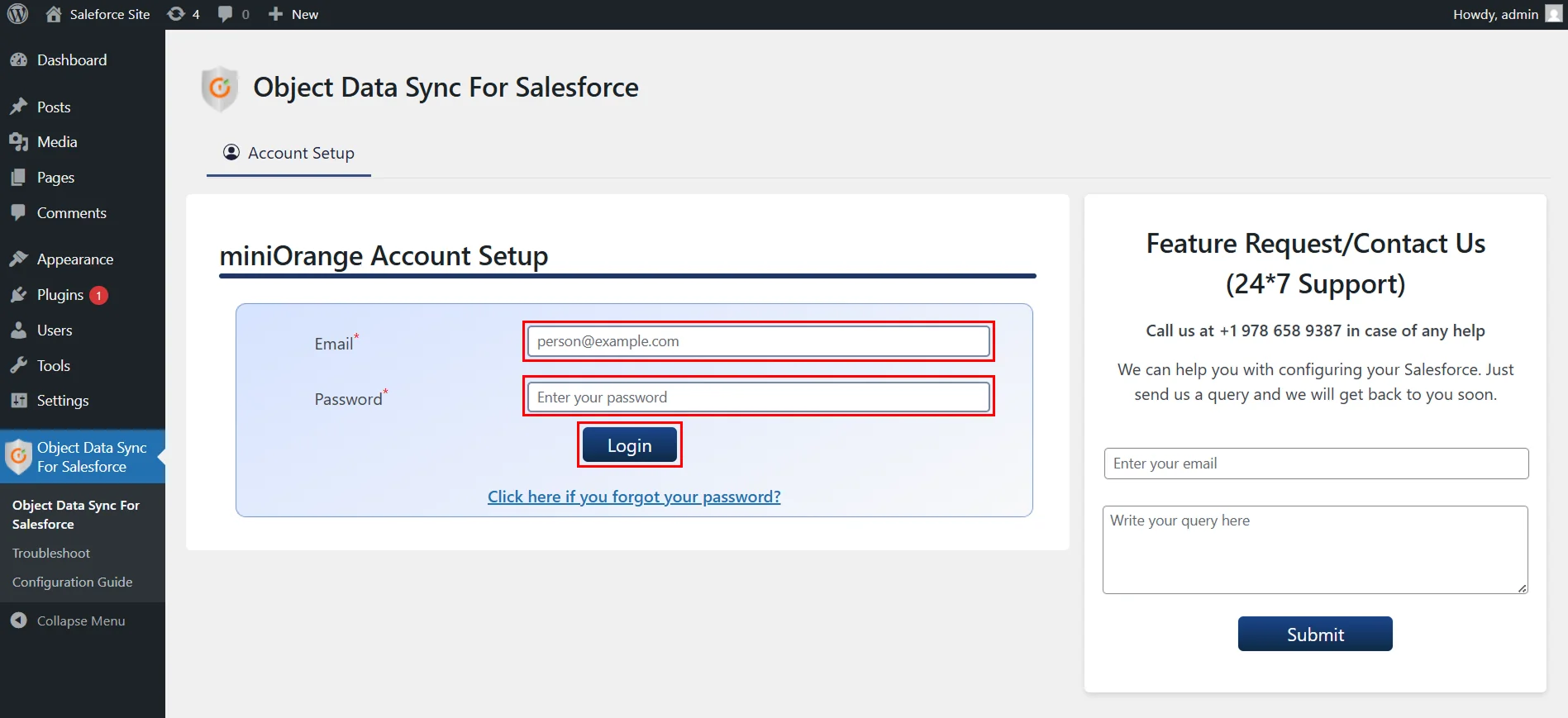 Login to the Plugin