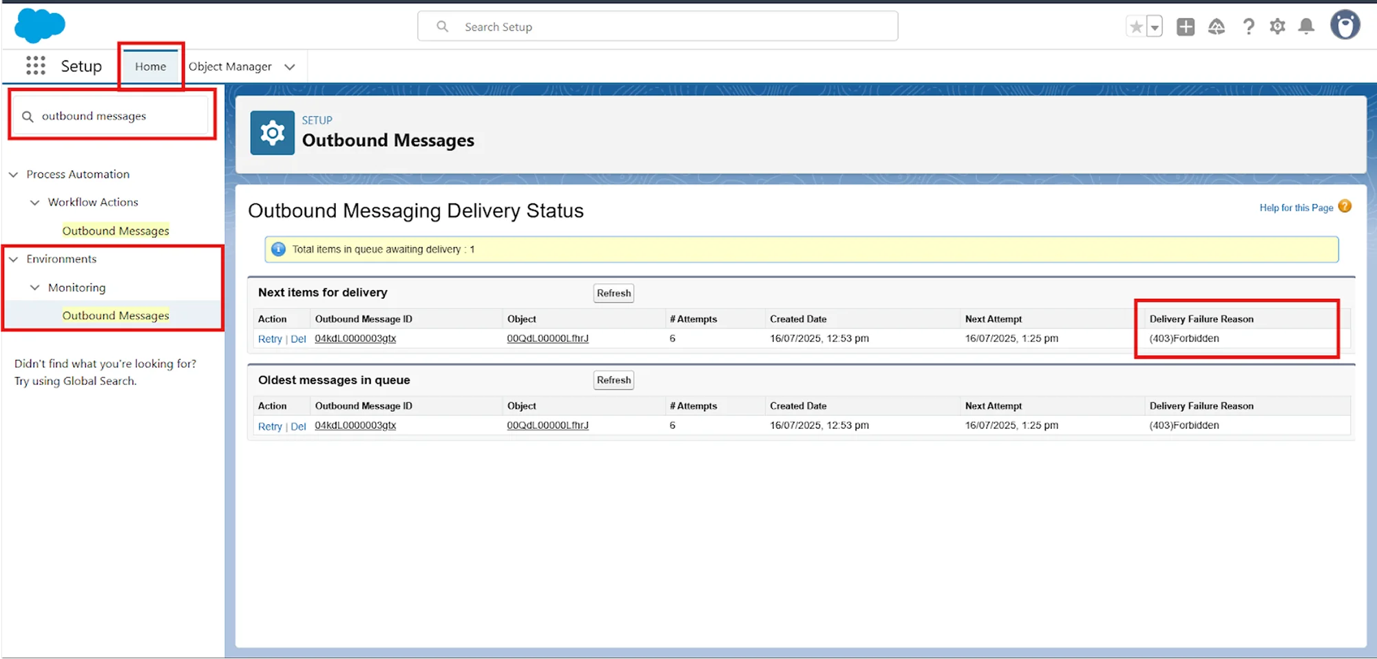 Access Outbound Messages Monitoring