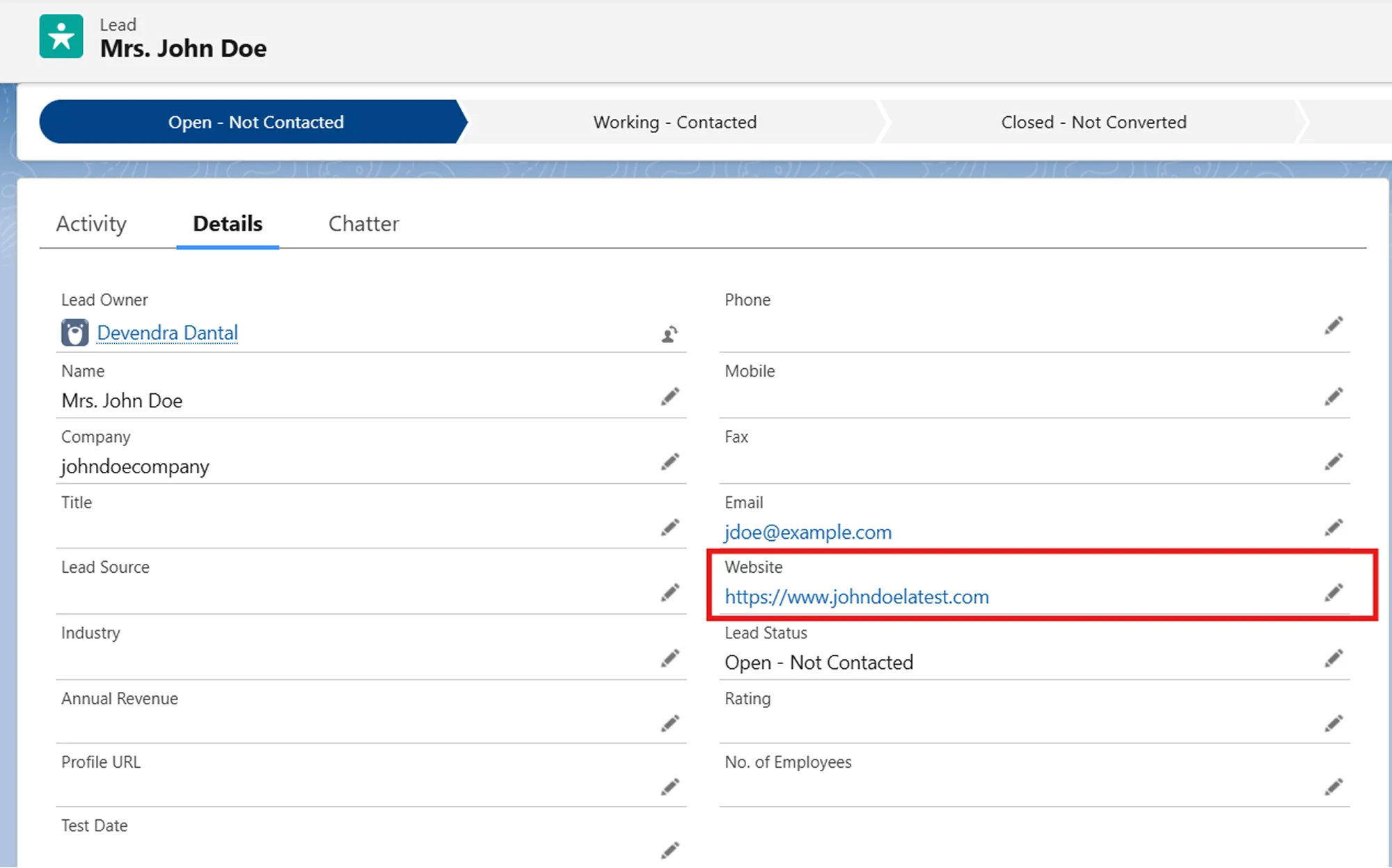 Website Field Sync