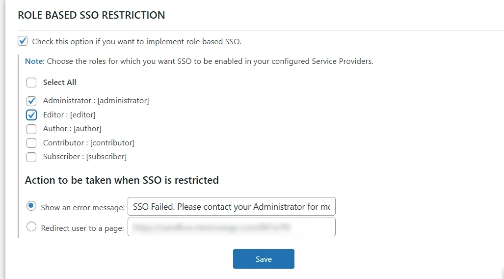 Role-Based SSO Restriction